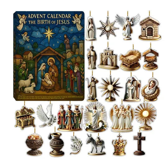 Discover The Birth Of Jesus Advent Calendar 2D Acrylic Christmas Ornament Countdown Gift
