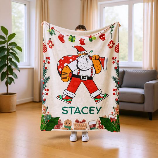 Discover Personalized Christmas Fleece Blanket Cozy Flannel Holiday Throw