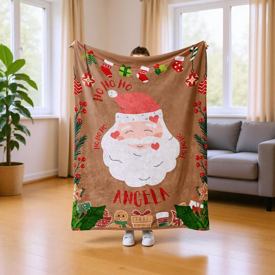 Customized Name Fleece Blanket for Holidays