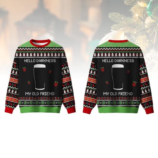 Beer Christmas Ugly Sweater, Hello Darkness Holiday Sweater, Christmas Gift