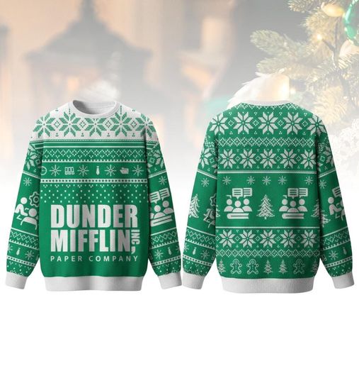 Dunder Mifflin Christmas Ugly Sweater, Office Christmas Sweater For Men And Women