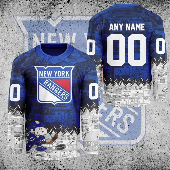 Discover Personalized New York Rangers Peanuts 75th Anniversary Hockey Shirt Fan Gear