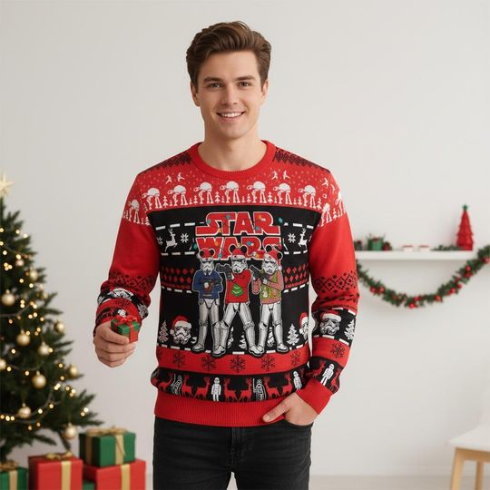 Discover Star Wars Christmas Ugly Sweater, Stormtrooper Holiday Sweater, Sci-Fi Christmas Sweater For Men And Women, Festive Gift