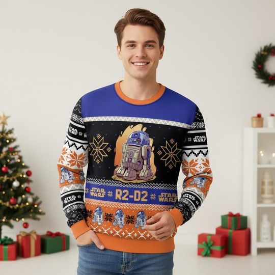 Star Wars Christmas Ugly Sweater, R2-D2 Holiday Sweater, Sci-Fi Christmas Sweater For Men And Women, Xmas Holiday Gift