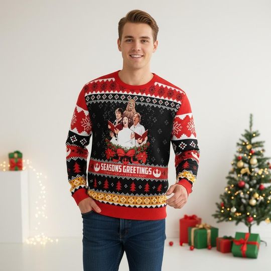Star Wars Christmas Ugly Sweater, Seasons Greetings Holiday Sweater, Movie Christmas Sweater For Men And Women, Xmas Holiday Gift