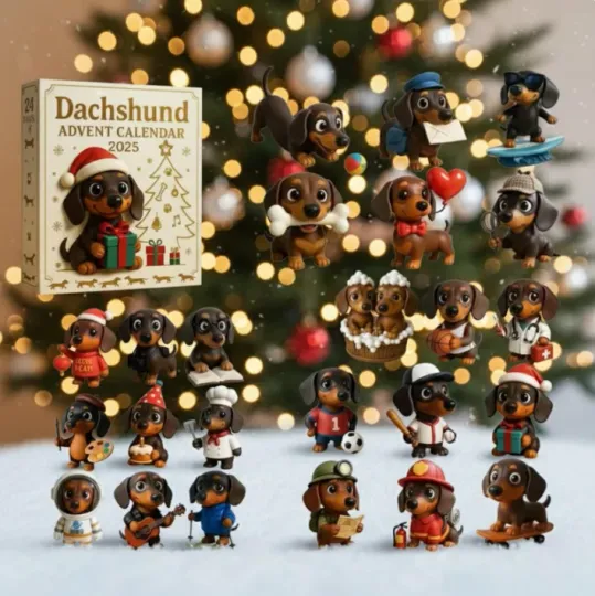 Discover Dachshund Christmas 2D Flat Acrylic Ornaments Advent Calendar