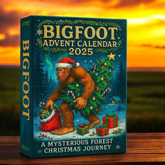 Discover Bigfoot Advent Calendar 2025  24 Day Holiday Countdown with 2D Festive Figurines, Fun Christmas Tree Decor & Family Gift