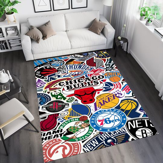 Discover NBA Team Basketball Rug for Kids Room, Custom and Personalized Sports Area Rug