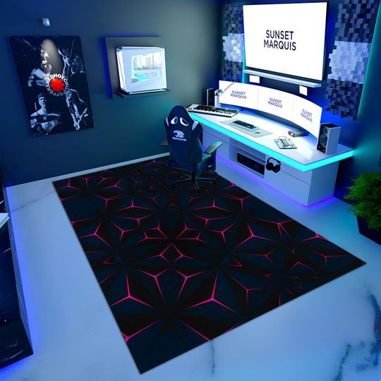 Discover Geometric Gaming Rug for Playroom and E-Sports Accessories