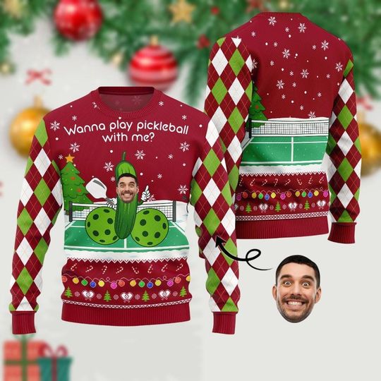 Discover Pickleball Ugly Christmas Sweater, Funny Knitted Sweater, Xmas Holiday Gift
