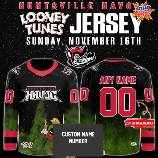 Discover Custom Huntsville Havoc x Looney Tunes 2025 Hockey Shirt Men's Fan Gear Gift