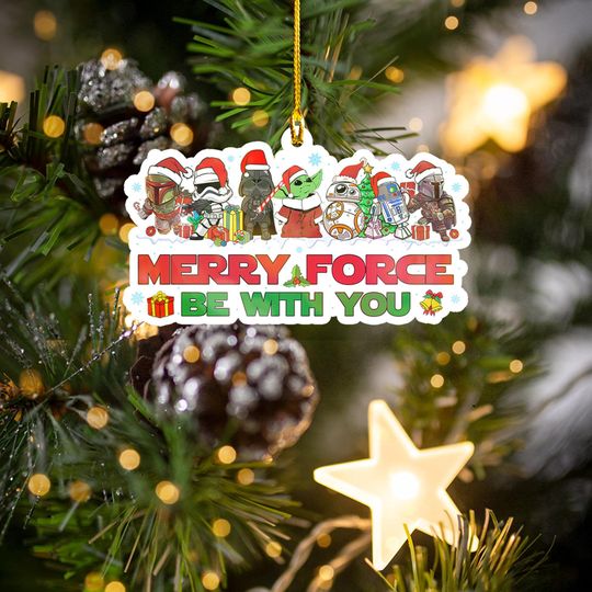 StarWars Christmas Acrylic Ornament, Merry Force Be With You Ornament, Galaxy Edge Ornament, Xmas Tree Decor