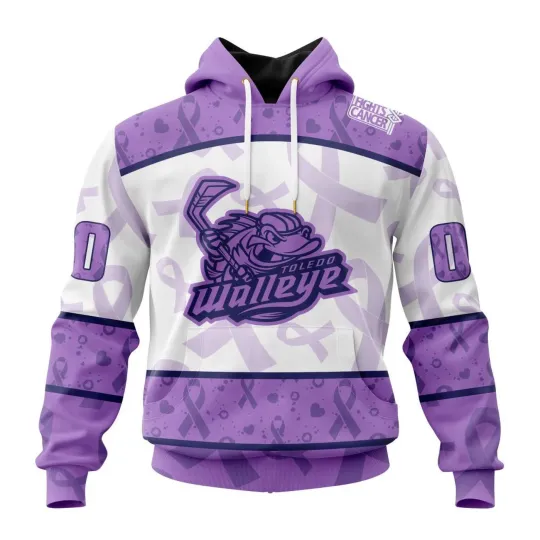 Discover Custom Toledo Walleye Fights Cancer Design Hoodie, Zip Up, Long Sleeve Shirt