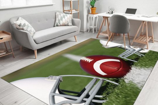 Discover American Football Rug, Football Rug, Helmets Rug, Motivational Rug, Non-Slip Carpet, Salon Decor Rug, Corridor Rug, Entry Rug, Man Cave Rug,