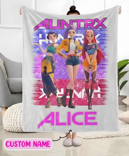 Discover Custom Name K-Pop Demon Hunters Blanket, Cute Anime Blanket for Fans, Fun Gift for K-Pop Lovers
