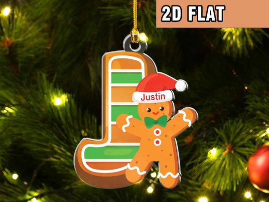Discover Personalized Gingerbread Letter With Name For Family, Kids,Personalized Family Wood Ornament, Christmas Tags for Stocking, Alphabet Ornament