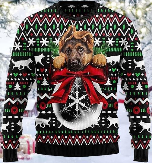Funny Lightning Reindeer Christmas Sweater, Black Holiday Pullover with Holy Figure and Gift Design, Bold Festive Party Ugly Sweater Style