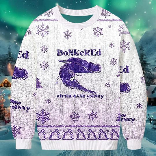 Discover Purple Whale Funny Ugly Christmas Sweater  Bonkered Off the Dang Yonky Knit Holiday Sweatshirt  Quirky Winter Gift for Him Her