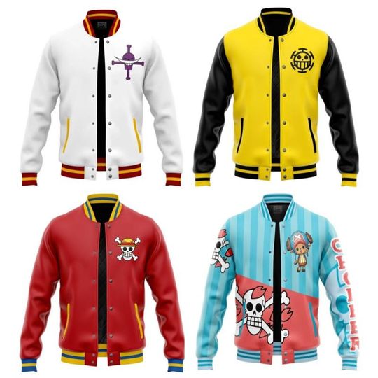 Anime One Piece Series Luffy Patternjacket Loose Oversized Clothes Casual Men Baseball Clothes Street Coat Warm Fleece Jackets