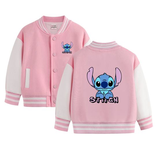 Discover Disney Series Spring and Autumn Jacket Cartoon Stitch Boys Girls Kawaii Birthday gift baseball uniform cartoon print long sleeve