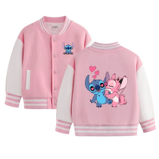 Discover Disney Series Autumn Kids Jacket Boys Girls Cartoon Stitch Cotton Casual baseball uniform Children Spiderman print coat 2-12Y