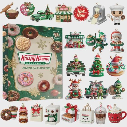 Discover Krispy Kreme Advent Calendar 2025, 24 Doughnut and Coffee Collectibles, Holiday Decor, Christmas Gift