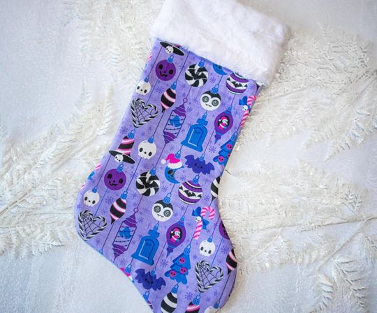Discover Pastel Goth Christmas Stocking, Kawaii Goth Stocking, Skull Holiday Decor, Spooky Christmas Stocking