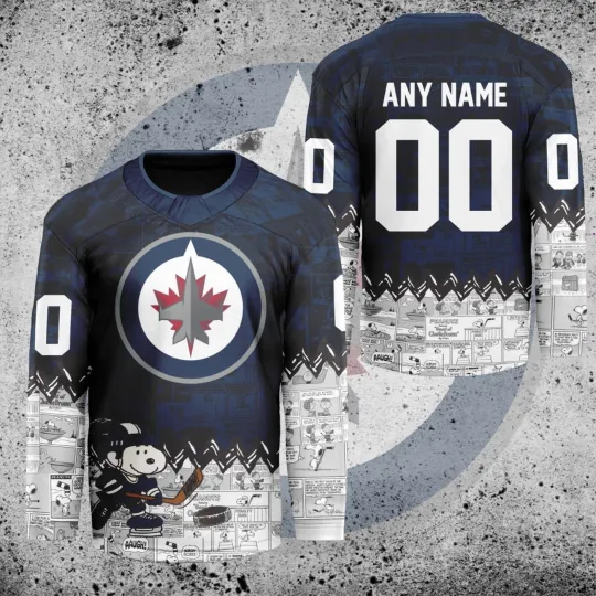 Discover Personalized Winnipeg Jets Peanuts 75th Anniversary Hockey Shirt Men's Fan Gear