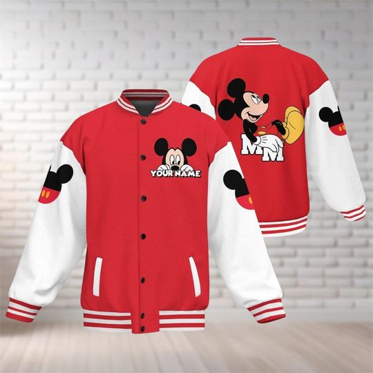 Discover Mickey Mouse Minnie baseball jacket, Disneyland shirt, men's and women's clothing, Disney World Mickey, Minnie fan gifts