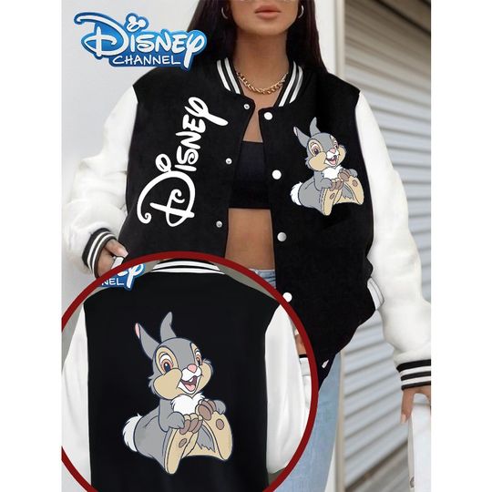 Discover Disney Bambi and Bunny Bunny Jacket Baseball Jacket Women's Y2K Autumn/Winter Top Casual Unisex Streetwear
