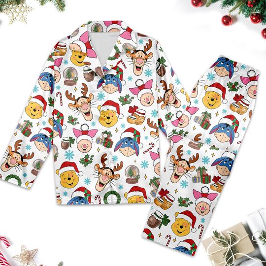 Discover Disney Winnie The Pooh Christmas Pajamas Set, Pooh And Friends Pajama Set, Pooh Christmas Party Pajama Shirt, Disneyland Family Trip Pyjamas