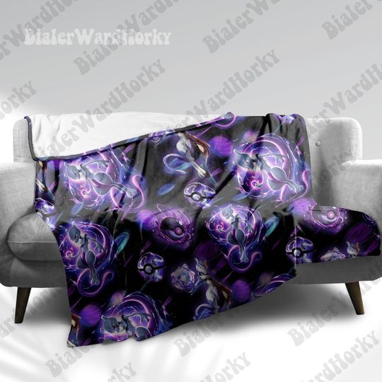 Discover Mewtwo Galaxy Fleece Blanket Cute Type Power Blanket Decor Gift
