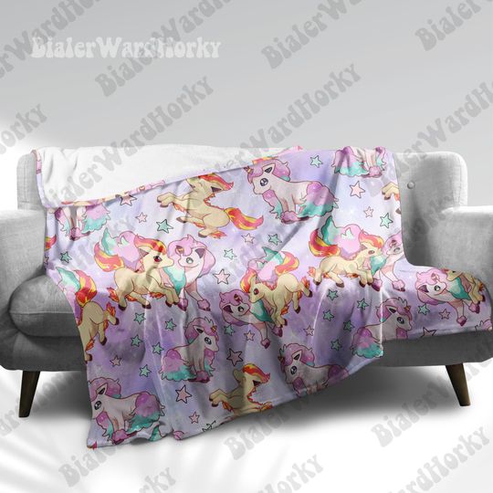 Discover Ponyta Fleece Blanket: Fire Horse Anime Game Decor