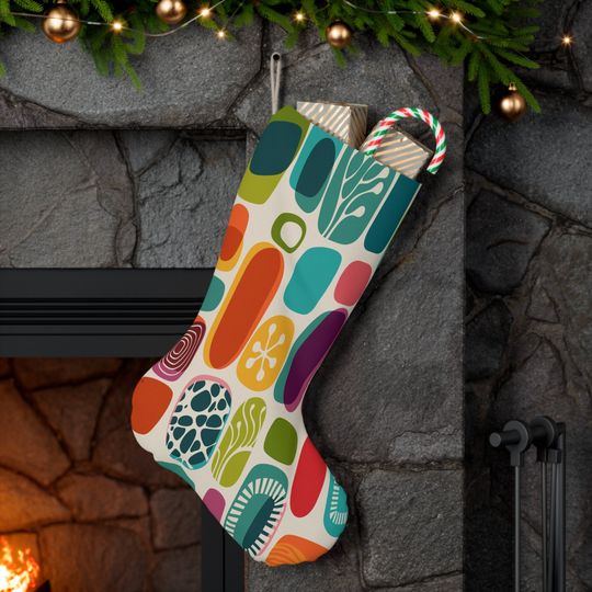 Discover Mid Century Modern Amoeba Christmas Stocking with Geometric Abstract Googie Design
