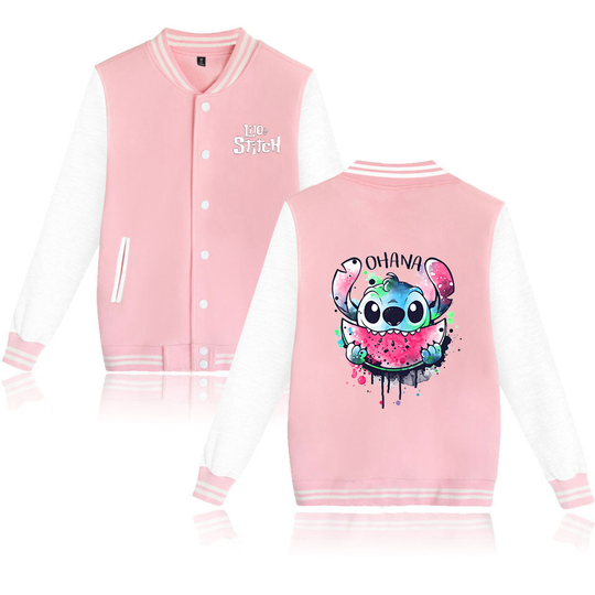 Discover Lilo Stitch Baseball Jacket Men Women Hip Hop Harajuku Jackets Streetwear Kids Boys Girls Loose College Coats