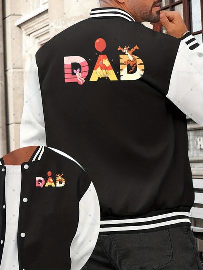 Discover DISNEY Dad Baseball Jacket Men Fashionable Sports and Leisure Autumn Winter Jacket Loose Cartoon Top Teenagers