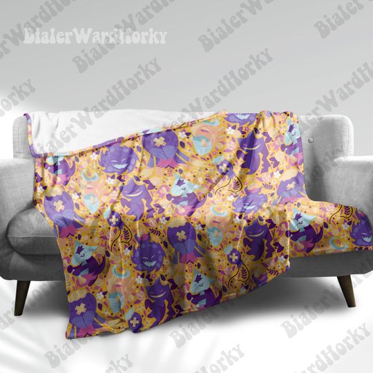 Discover Ghost Anime Blanket: Alolan Marowak, Banette, Spiritomb, Drifloon & Drifblim Cozy Blanket, Throw Soft Plush Blanket, Anime Print Blanket