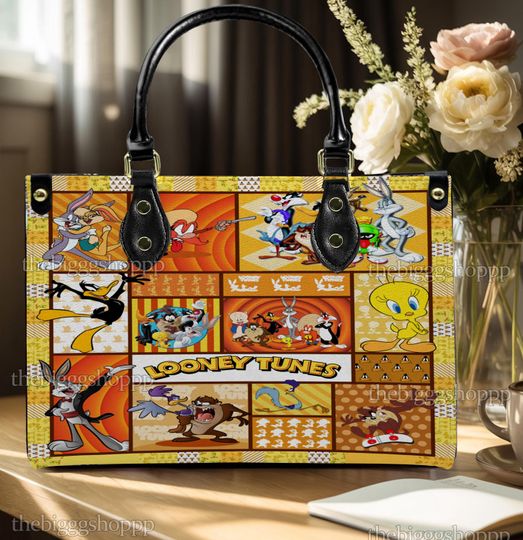 Looney Tunes Leather Handbag, Looney Tunes Woman Shoulder Bag, Christmas Vintage Crossbody Bag, Top Handle Bag