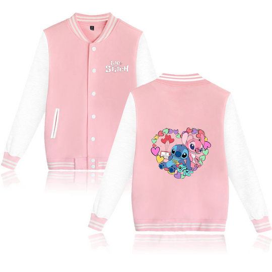Discover Lilo Stitch Harajuku Jackets Streetwear Kids Boys Girls Baseball Jacket Men Women Hip Hop Loose College Coats