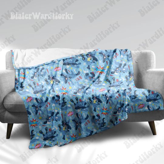 Lucario Blanket: Dog Anime Colorful Cozy Blanket, Video Game Throw Blanket, Gamer Decor Gift