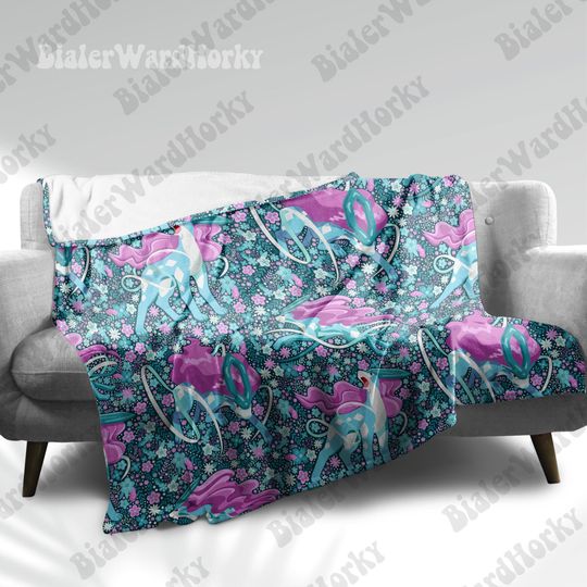 Discover Suicune Blanket: Water Dog Anime Colorful Cozy Blanket, Kawaii Throw Blanket, Gamer Decor Gift