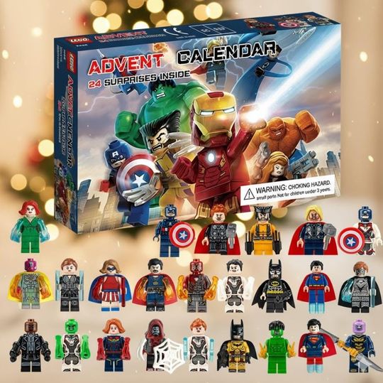 Discover Superhero Advent Calendar 2025, 24-Day Countdown Blind Box, Mini Figure Toy Advent Calendar, Holiday Box, Christmas Gift