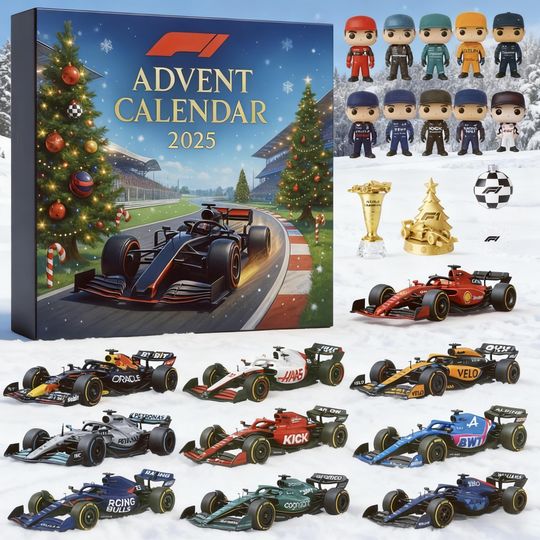Discover 2025 Mini Car Advent Calendar Collectible Racetrack 2D Acrylic for Home & Living Decor