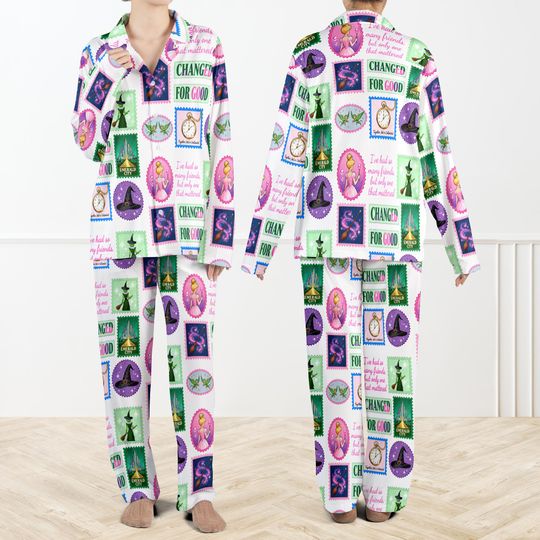 Wicked Changed For Good Pajama Set For Women And Kids, Wicked Inspired Sleepwear, Glinda and Elphaba Nightwear, Broadway Musical Gift