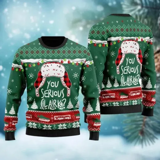 BG Christmas You Serious Clark Ugly Sweater, Griswold Ugly Sweater