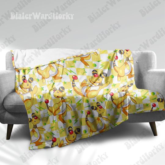 Discover Ampharos Funny Fleece Blanket: Electric-Type Anime Throw