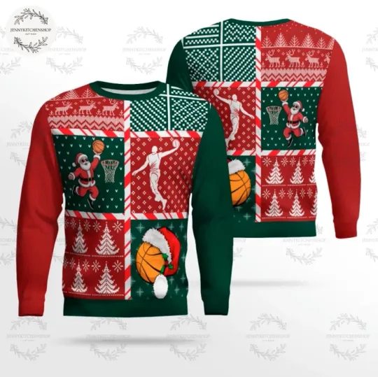 Discover Merry Swishmas Basketball Ugly Sweater