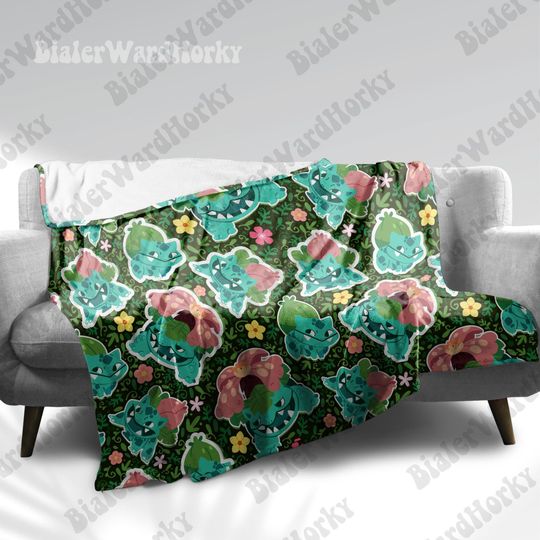Bulbasaur Chibi Blanket Cute Fleece Blanket Home Decor Oddish Blanket Throw Blanket Anime Gifts