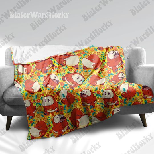 Fuecoco Fleece Blanket: Anime Inspired Fire Croc Design