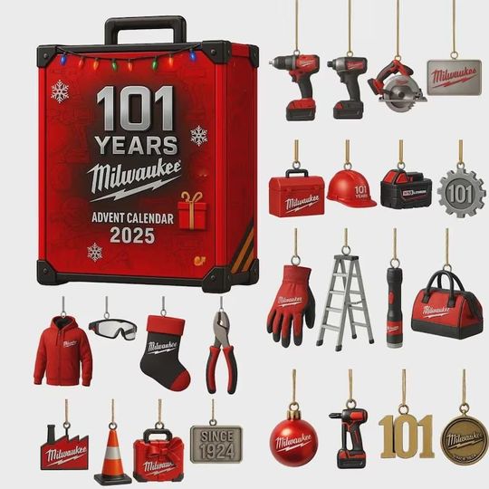 Discover Milwaukee Tools 101 Years Acrylic Advent Calendar 2025, Power Tools Gift Set Christmas for Him Dad